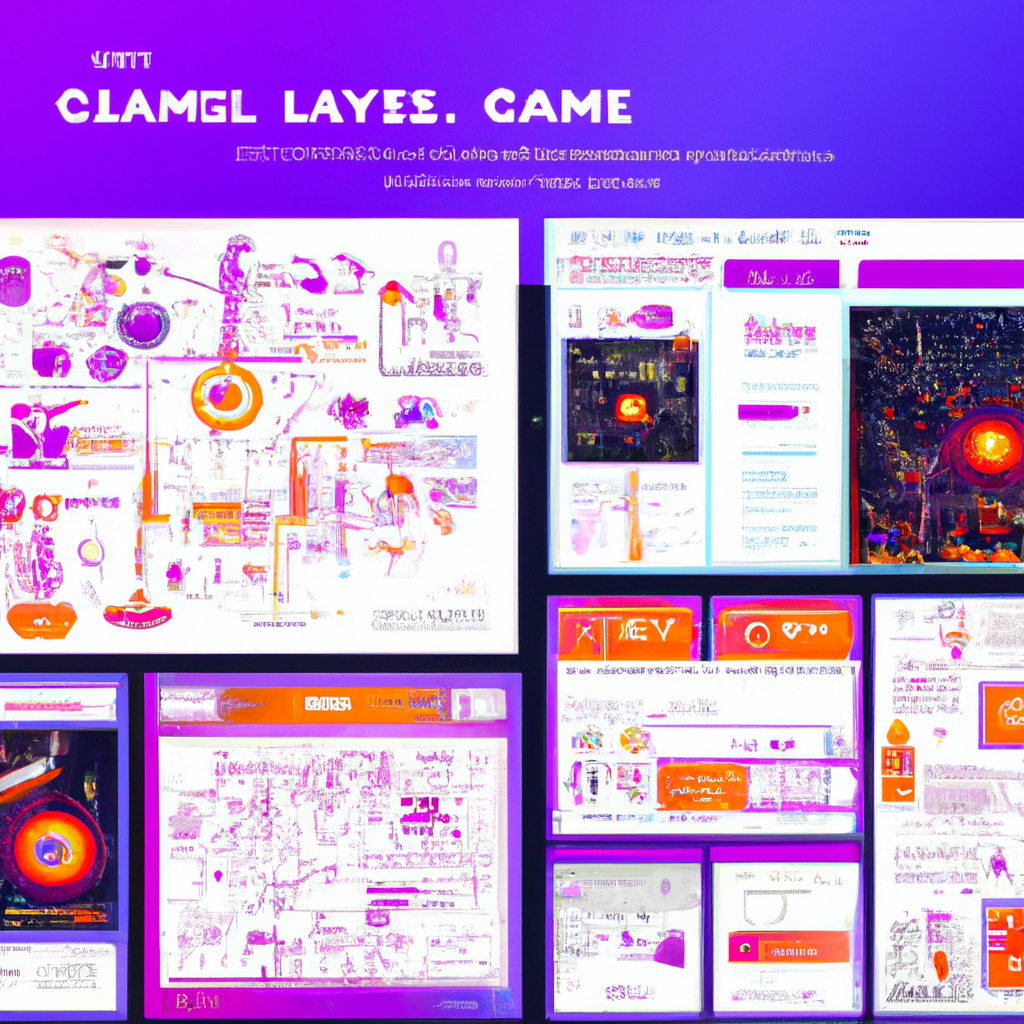 Feature collage: UI mockups, sprite sheets, and level sketches